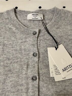 NWT Aritzia Cashmere Crew Exemplar Cardigan in Heather Chrome Grey Size M